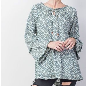 NWT easel Hippie boho easy flow blue tunic top